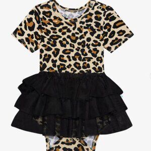 NWT Posh Peanut Lana Leopard Short Sleeve Tulle Skirt Bodysuit Dress 6-12 Months